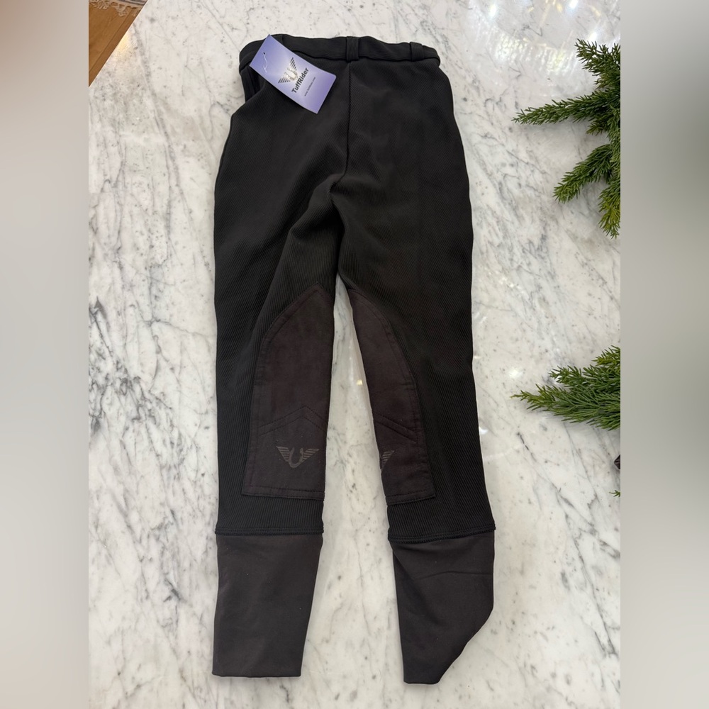 NEW Tuff Rider Equestrian Kids Black Riding Pants Breeches Knee Pads Size 10 - Picture 6 of 6